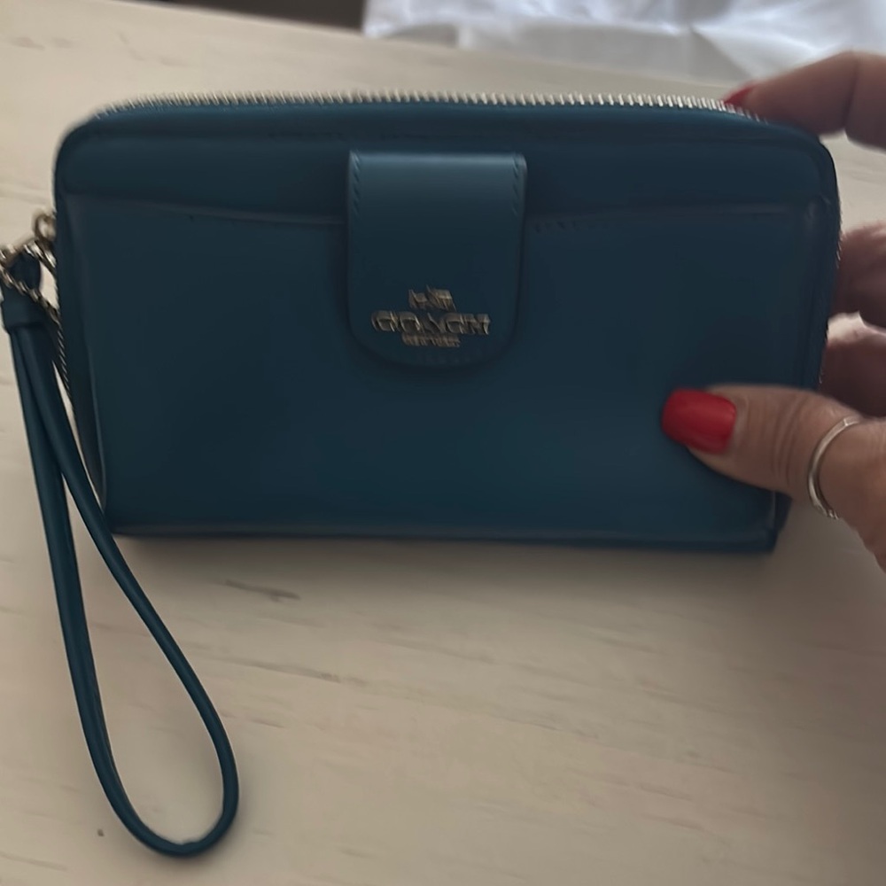 Coach Teal Wristlet Wallet also in Black